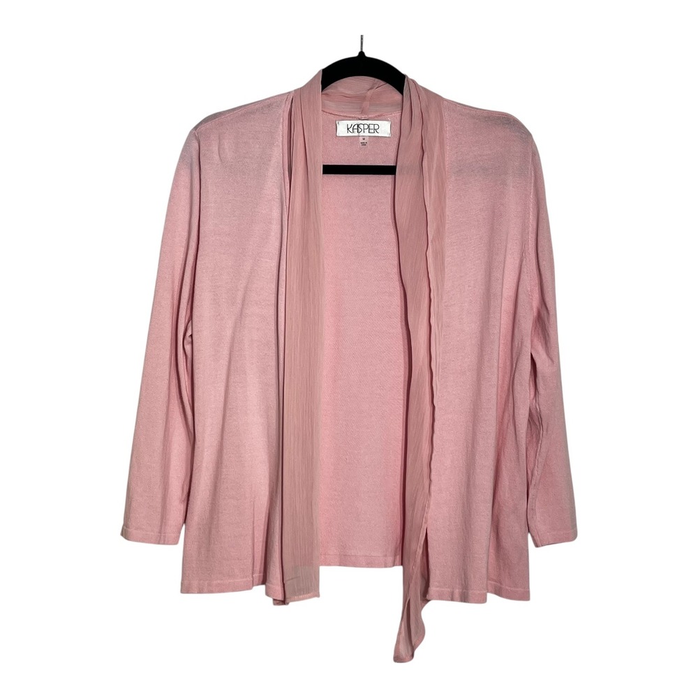 Kasper Pink Open Front Draped Cardigan Cotton Blend Sweater G25MDFK828‎ Womens M